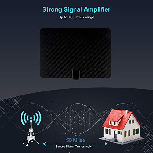 TV Antenna Indoor, Amplified HD Digital TV Antenna Long 120-150 Miles Range, Support 4K 1080P Fire TV Stick and All Old TV for Local Channels, Smart Amplifier Signal Booster and 13 Ft Coax Cable
