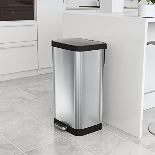 image for Glad Stainless Steel Step Trash Can with Clorox Odor Protection | Larg