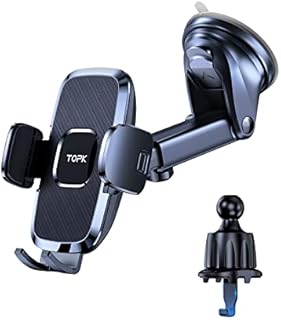 TOPK Car Phone Holder, Adjustable Car Phone Mount Cradle 360° Rotatio Upgraded Strongest Suction Phone Holder for Cars for Dashboard/Windscreen/Air Vent