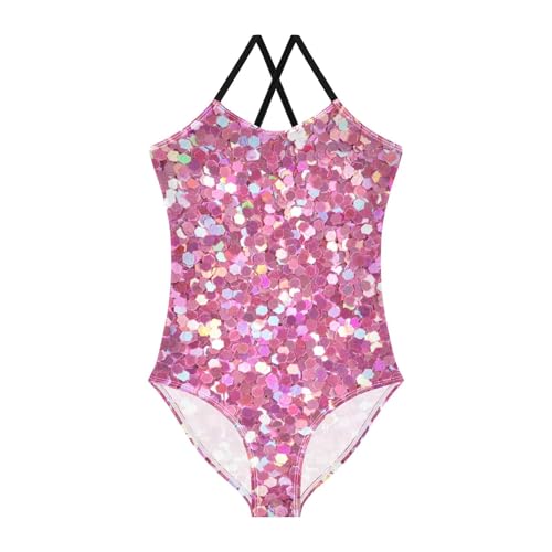 susiyo Girls One Piece Swimsuits Pink Glitter Bathing Suit Quick Dry Beach Swimwear for Toddler Girl