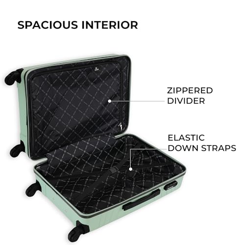 Image of Stony Brook by Nasher Miles Crescent Hard-Sided Polypropylene Check-in Luggage Pastel Green 28 Inch 75Cm Spinner Trolley Bag