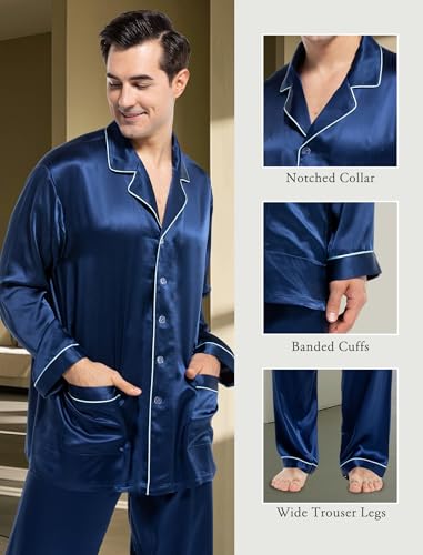 COLD POSH 100% 19MM Mulberry Silk Pajamas for Men Soft Lightweight Mens Silk Pajama Set for Valentines Pjs3