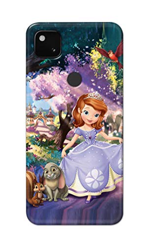 Image of PRINTFIDAA Cartoon Little Girl with Crown and Pet Animals Printed Designer Hard Case for Google Pixel 4A (4G) Back Cover -(e) RPM1008