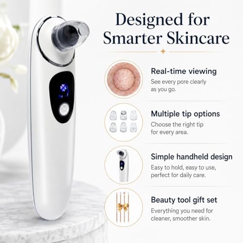 2026 Blackhead Remover with Camera, Pore Vacuum Cleaner with USB-White - 5