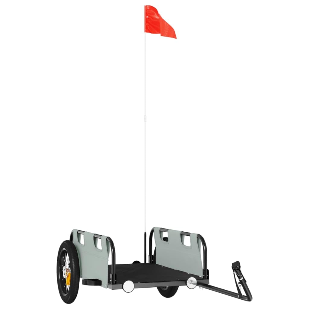 vidaXL Remolque para Bicicletas, Remolque de Carga, Carrito para Bici, Remolque para Maletas Plantas Herramientas, Hierro Tela Oxford Gris