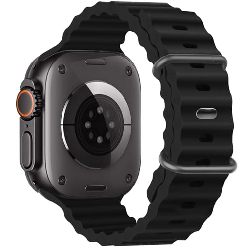 Ocean Bands for for Apple Watch Ultra/2 Band 49mm 46mm 45mm 44mm 42mm 41mm 40mm 38mm Women/Men,Waterproof Sport Silicone Wristband Strap for iWatch series 11 10 9 8 7 6 5 4 3 SE 2nd Ultra/2/3 49 mm
