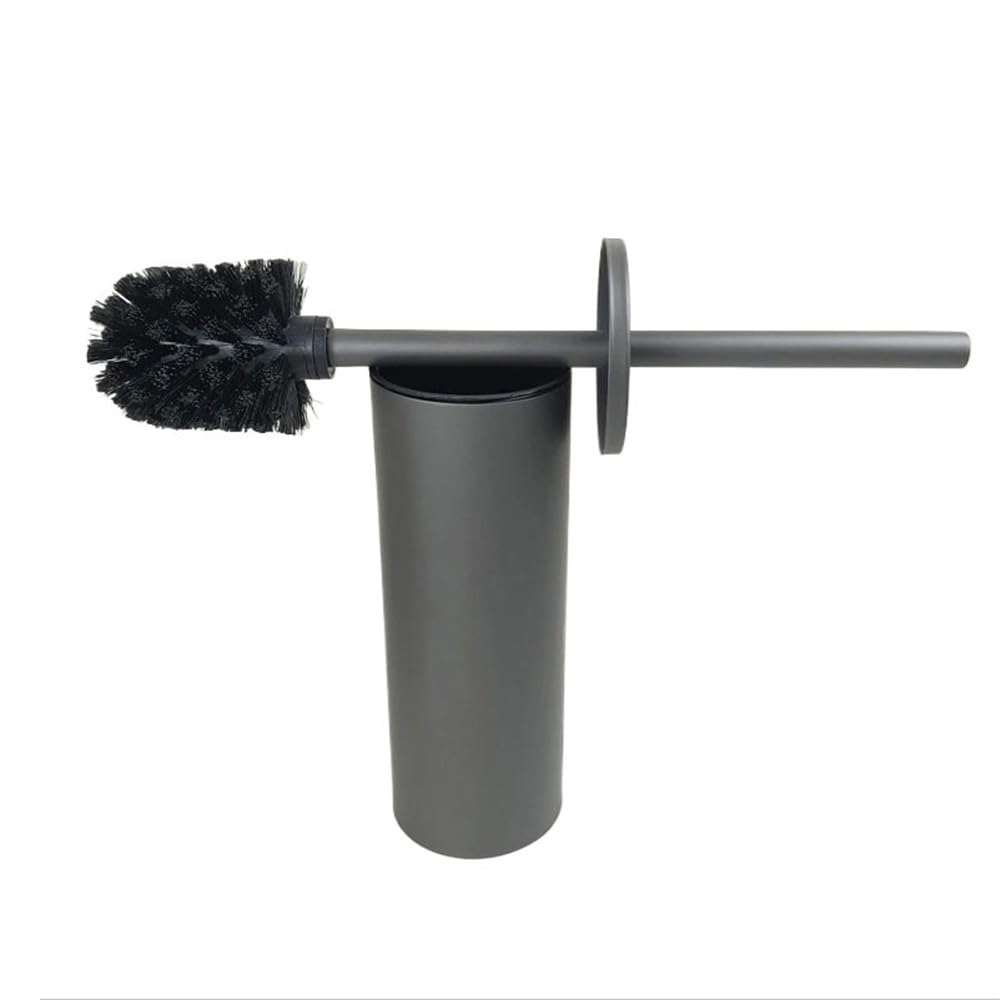 Scrubber Toolet Floor Standing Aluminum Alloy Toilet Brush Holder No Dead Angle Bathroom Tools Bathroom Deep Clean(Gris)