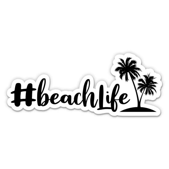 Beachlife Sticker - 3" Laptop Sticker - Waterproof Vinyl for Car, Phone, Water Bottle - Beach Life Palm Trees Decal