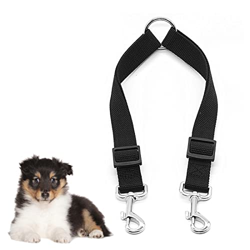 LEEQ doppelleine für 2 hunde - Verstellbar Doppelte Haustier Trainer Leine Kein Gewirr Double Dog Doppelleine Gehen Trainer Leine für Zwei Hunde(Schwarz)