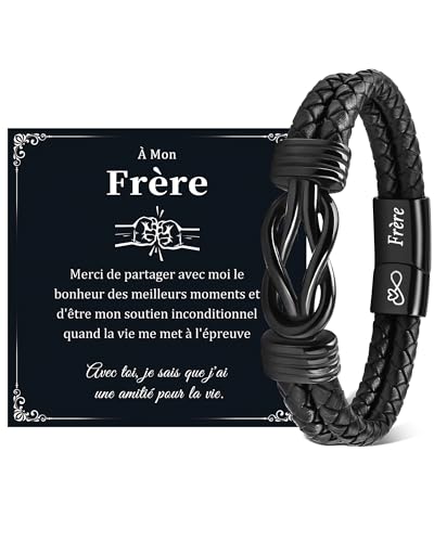 VU100 - VU100 Cadeau pour Frère Bracelets Cadeau Anniversaire pour Frère Garçons Originales pour Homme Bracelet en Cuir pour Garçons Petit Frère Noël Anniversaire Graduation