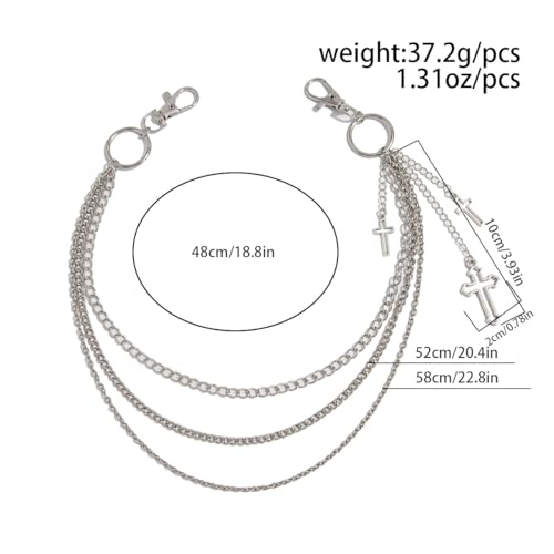 Fashion Layered Pants Wallet Chains Exquisite Gold Silver Cross Jean Pocket Chain - image 8