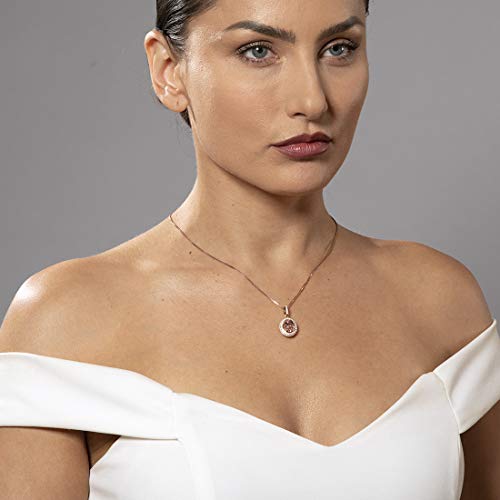 PEORA Simulated Morganite Pendant Necklace for Women 925 Rose Gold-tone Sterling Silver, Harmony Solitaire, Large 3.75 Carats Oval Shape 10x8mm, with 18 inch Chain - Image 4