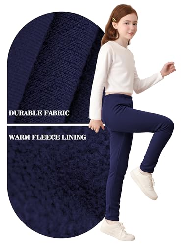 Image of 3 Pack Kids Winter Velvet Leggings Cotton Fleece Lined Pants Warm and Soft Pants (Black)