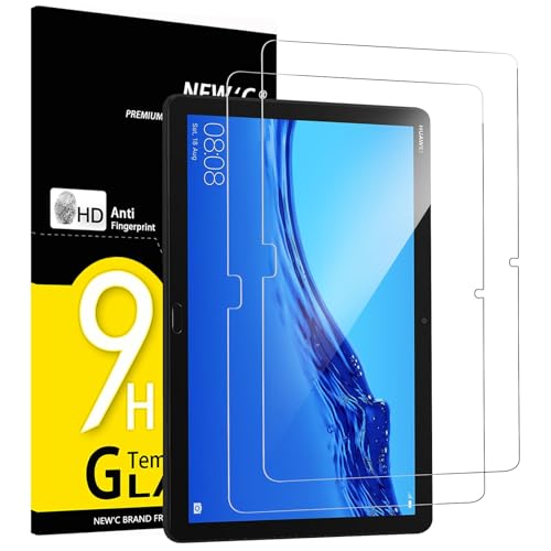 NEW'C 2 Stück, Schutzfolie für Huawei MediaPad M5 Lite 10,1 Zoll, Panzer Schutz Glas Folie,9H Festigkeit,HD Bildschirmschutzfolie, 0.33mm Ultra-klar