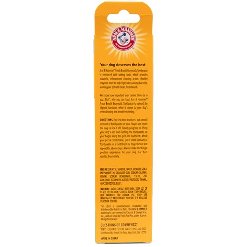 Image of Arm & Hammer for Pets Fresh Breath Enzymatic Dog Toothpaste, Vanilla Ginger Flavor, Safe for Puppies and Adult Dogs, Daily Baking Soda Dental Gel to Eliminate Bad Breath, 2.5 Oz