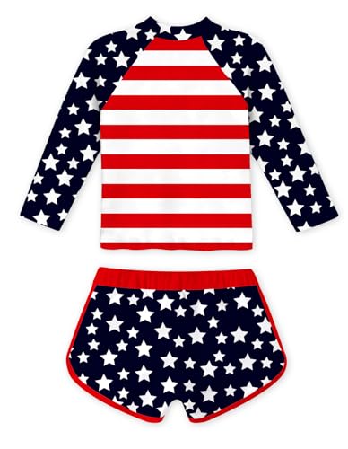 Image of Vogseek 4-10T Girls Rashguard 2 Pieces Long Sleeve Swimsuit Swimwear with Shorts