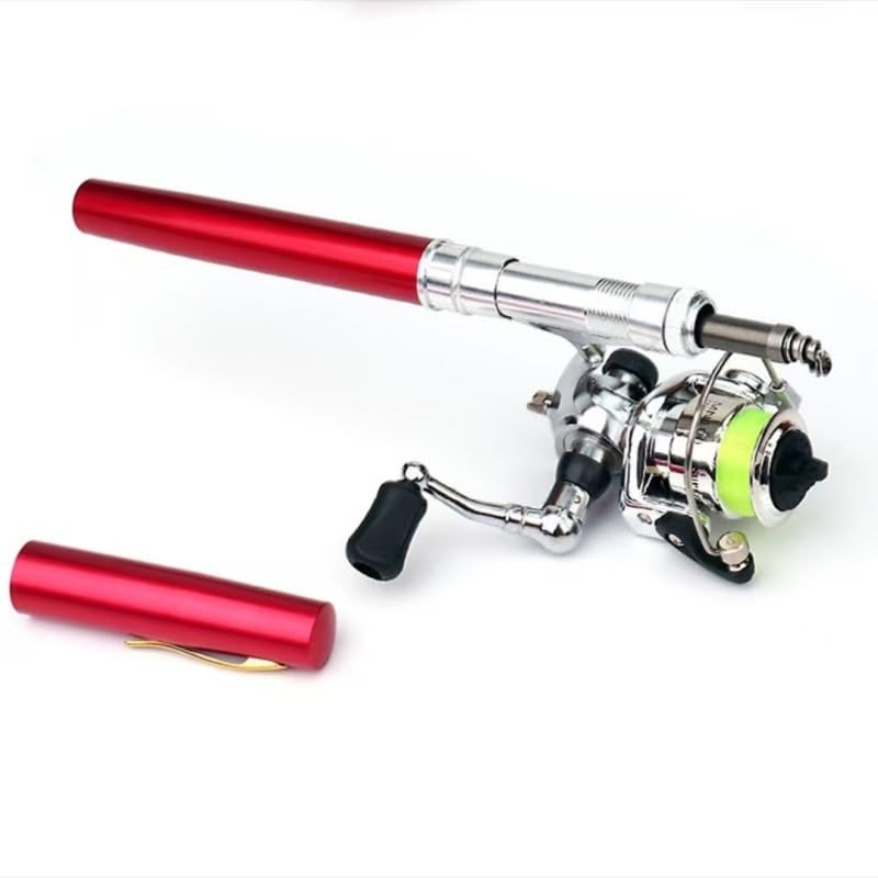 Lightweight Telescopic Fishing Rod Kit for Adults - Portable Travel Fishing Pole with Rod Bag for Saltwater & Freshwater Fishing (.4m, Black) Red 1.4m