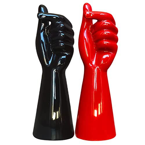 Buy Xtore Hand Shape Ceramic Vase Artificial Flowers Pot (Black and Red