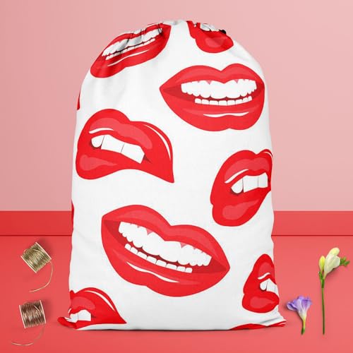 Image of ArtzFolio Lips D3 | Reusable Sack Bag | Bag for Gym, Storage, Vegetable & Travel