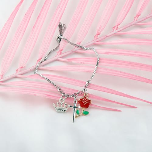 WSNANG A Court Of Thorns and Roses Merchandise Inspired Charm Bracelet Fantasy Bookish Gift Book Lover Gift(FeyreRoseBracelet)3