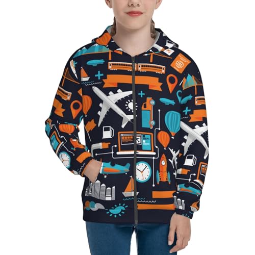 Creative Transport Kid Hoodies Boys Zip Up Sweatshirts Girls Pullover with Pocket3