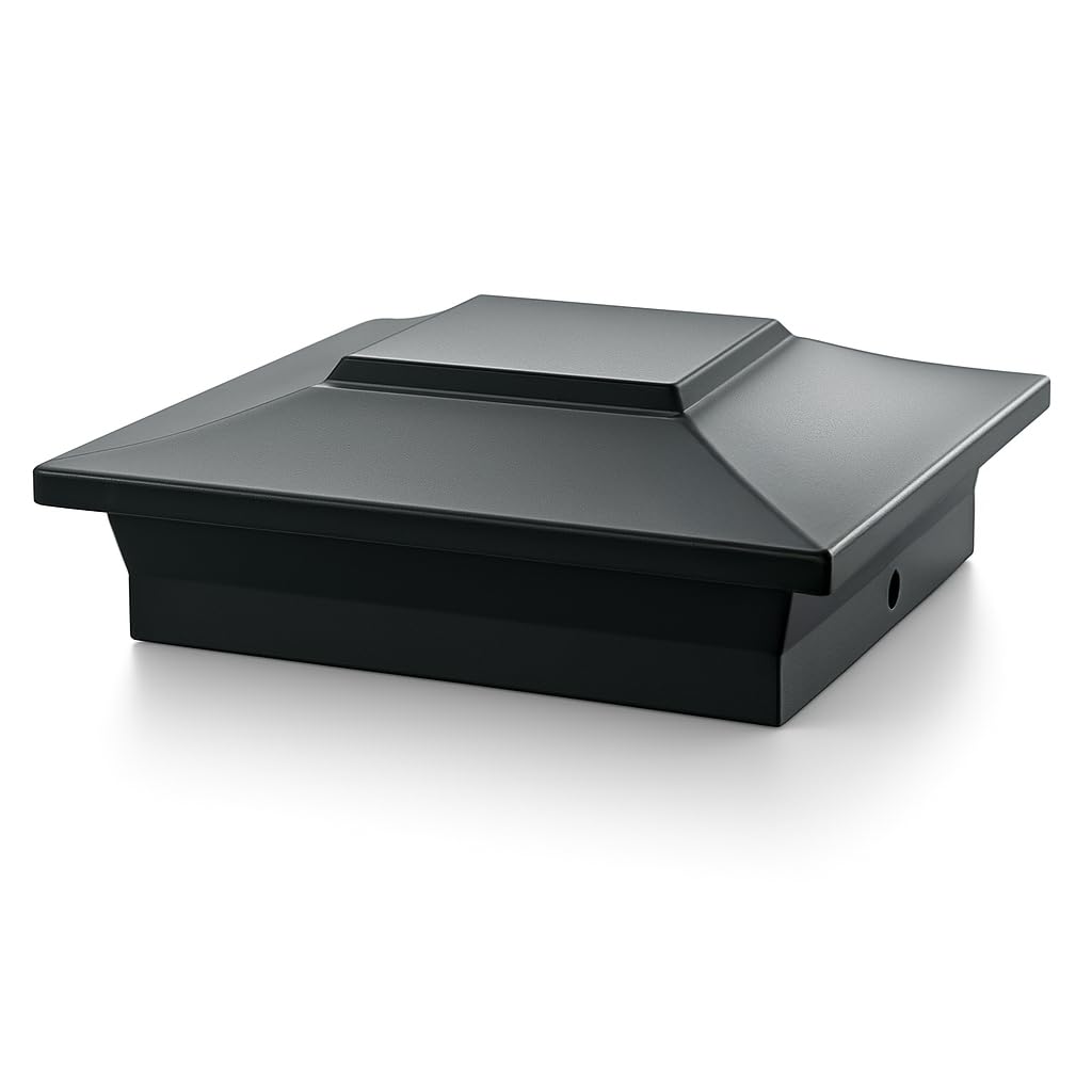 Classy Caps 6x6 Aluminum Post Cap - fits 5"x5", 5.5"x5.5" &amp; 6"x6" Deck &amp; Fence Posts - Cast Aluminum - Heavy Duty (Black)