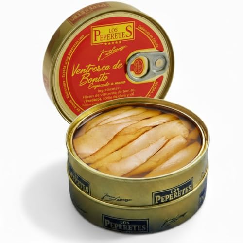 LOS PEPERETES Bonito en Aceite de Oliva 120 g | Bonito del Atlántico Gourmet | Conserva Artesanal Gallega | Envasado a Mano con Aceite de Oliva Virgen Extra | Producto Natural y Saludable