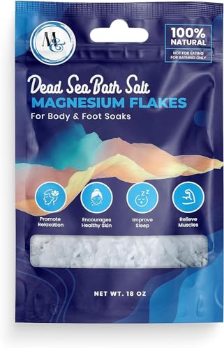 Dead Sea Magnesium Chloride Flakes – 18oz Travel Bag Dead Sea Magnesium Chloride Flakes Bath, Spa, Shower –More Minerals Then Epsom-Pure and Natural Bath Salt for Foot Soak