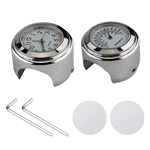Shkalacar Universal Motorrad Lenker Uhr, Fahrradthermometer, Wasserdichter Uhr für Motorradlenker, Fahrräder, 22 mm-25,4 mm, 7/8 Zoll- 1 Zoll Lenker