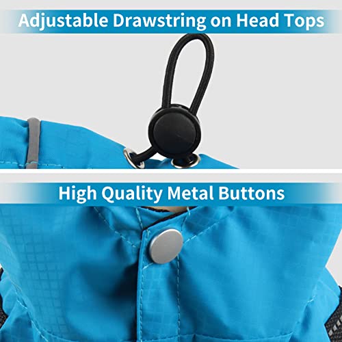 JoyDaog Regenmantel für extra kleine Hunde mit Kapuze, wasserdichte Outdoor-Regenjacke für Hunde, Welpen-Regenmantel mit Taschen, Blau, XS