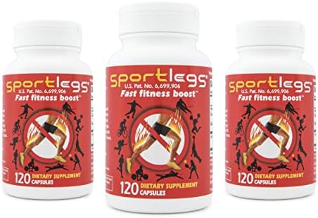 SPORTLEGS Fast Fitness Boost Pre-Workout Lactic Acid Supplement, 120-Capsule Bottle, Pack of 3