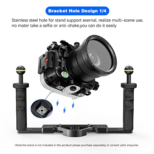 Image of Professional Waterproof Camera Housing Case Compatible with Sony A7iii A7riii, 40M /130FT Depth Underwater Protection (Black, Standard Port)