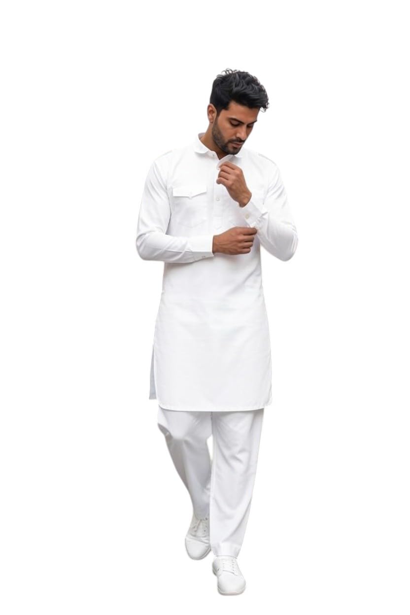 trustous Men's Pathani Suit Set | Cotton Blend Kurta & Pajama Set for Men | Traditional Ethnic Wear for Festivals, Weddings & Casual Occasions-picture-30