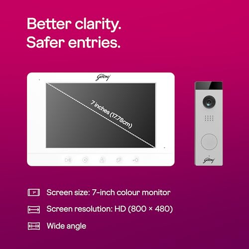 Image of Godrej Security Solutions ST NeX Pro 7 inch SeeThru Video Door Phone | WiFi Mobile Connectivity | 120 Camera with Angular Bracket | 2MP HD Resolution | Night Vision | Touch Buttons, Electric Lock Control