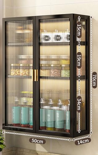 Wall Mounted Storage Cabinet with Glass Door - Elegant Over Toilet Organizer for Bathroom, Living Room, or Kitchen, Space-Saving Solution for Stylish Home Storage
