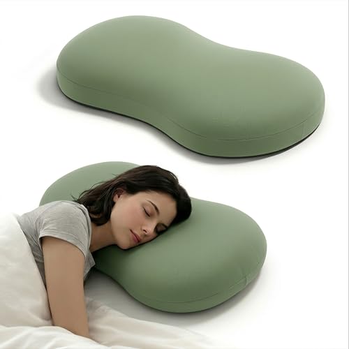 Image of Soft Cuddle Pillow, Breathable Material for Cooler Sleep, Ergonomic Bean Shape Neck Support Cushion, Stress-Free Relaxing Bedding for Side Sleeper, 23 X 14.9 X 3.8 Inch, Grey