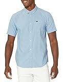 RVCA Men's Slim FIT Short Sleeve Woven Button UP Shirt, S/S Stretch Oxford/Oxford Blue, Medium