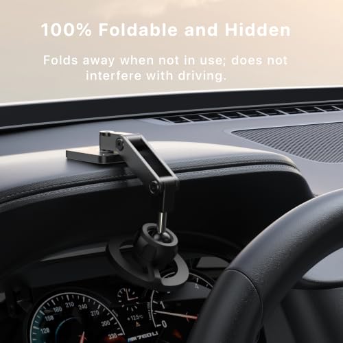 aufyer for MagSafe Car Mount Magnetic Phone Holder for Dash and Dashboard ，Foldable Aluminum Arm, Strong Magnets Phone Holder for Tesla&Cars，Fit iPhone 17-12 Pro Max Plus Air-Black by aufyer - Used condition - Image 4
