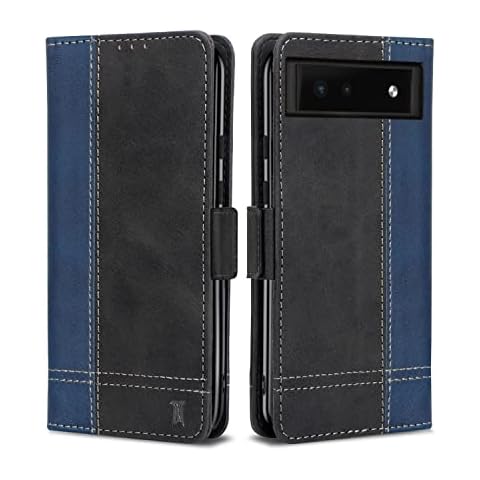 Google Pixel 6a Phone Case, Magnetic Flip Leather Wallet Book Case, Thin Slim TPU Bumper Silicone Folio Stand Google Pixel 6a Cover, Shockproof Protective Case for Google Pixel 6a Blue Cover