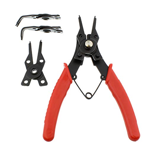 Abn Snap Ring Pliers Set – 5 Pc Interchangeable Jaw Head C Clip Pliers Set – Straight, 45, And 90 Degree Angled Jaws #TOP2