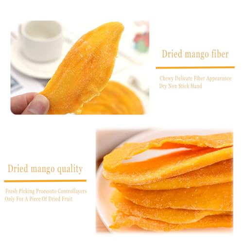 Dried Mango Slices Thick & Large Cuts Canned /250g,Dry Mango Snacks Slices,Chewy Ripened Mangos Dried Fruits with Natural Tangy Sweetness, Rich in Vitamin C and Fiber