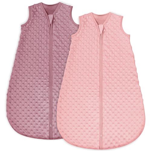 Image of Yoofoss Fleece Baby Sleep Sack 0-6 Months with Plush Dots, TOG 1.5 Baby Wearable Blanket with 2-Way Zipper, Cotton Toddler Sleep Sack Fleece