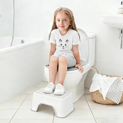 Image of 5 Inch Height Step Stool, 11.8 inch L x 7.5 inch W Toddler Step Stool | One Step Stools for Kids, Small Child Foot Stool for Bed, Bathroom, Toilet, Potty Training - Gray 11.8 inch L x 7.5 inch W x 5''H