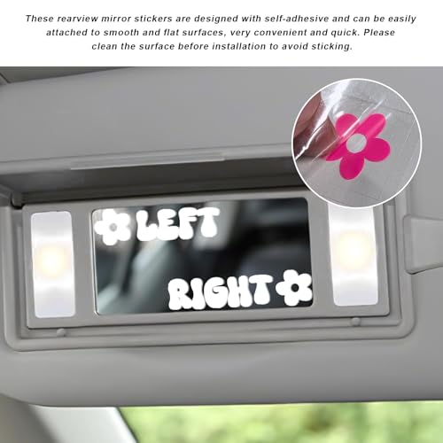 Image of Left Right Car Sticker, Beautiful Rear View Mirror Decor Waterproof Vinyl Sticker, Cute Left Right Auto Window Decal Vanity Mirror Decoration for Women Girl, Car Accessories (White)