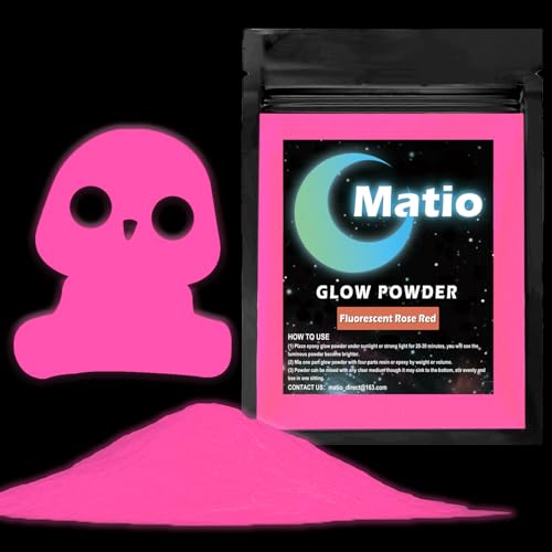 Matio Glow in The Dark Pigment Powder, 15g/0.5oz Fluorescent Rose Red Epoxy Resin Luminous Pigments Long Lasting Craft Colorant Dye for Slime,Nails Art,Acrylic Paint,DIY Fine Art Decor