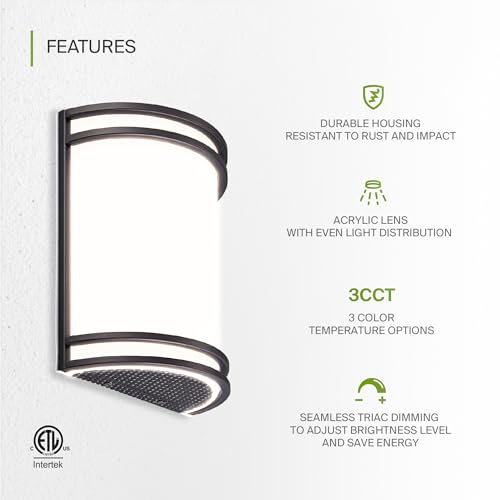 Image of ASD Indoor LED Wall Sconce Lights - 10 Inch 15W Bronze Modern LED Wall Sconces Hardwired - ETL Dimmable 3000K 4000K 5000K Adjustable Sconce Light Fixture for Bedroom, Hallway