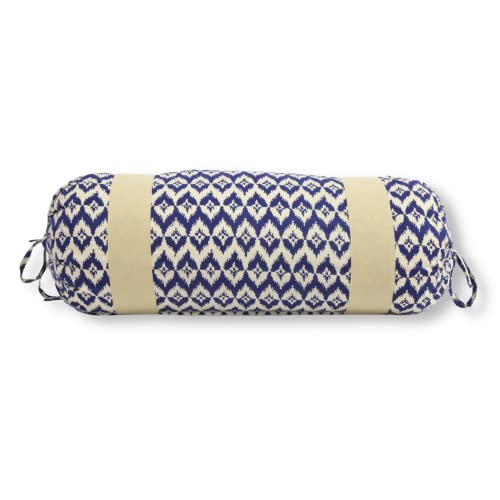 Image of Swayam Set of 2 Cotton Bolster Cover | 30x30 Inch | Soft Breathable Masnad Cover 200TC | Durable & Washable | Ethnic Motif Print Bolster Cover for Diwan, Bed & Sofa - Blue