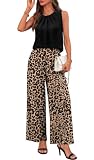 WIHOLL 2 Piece Sets for Women Vacation Summer Outfits Beach Vacation Clothes Lounge Sets Casual Fashion Airport Travel Matching Set Clothing Wide Leg Pants Set 2026 Pajamas L