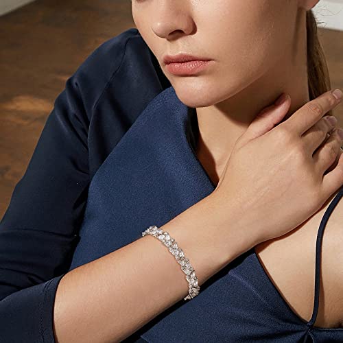 Crysdue Marquise Teardrop Cubic Zirconia Wedding Bridal & Prom Tennis Bracelets for Brides Bridesmaids, Silver/Gold/Rose Gold Plated Bracelet Gifts for Women3