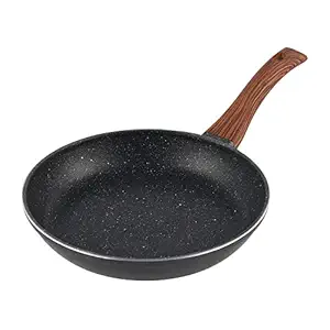 Vinod Zest Plus Die Cast Aluminium Frypan - 24 cm | Skillet Pan for Frying, Saute | 5mm Thick | 5 layer Coating| Wooden Finish Handle | Induction & Gas Base | 1 Year Warranty